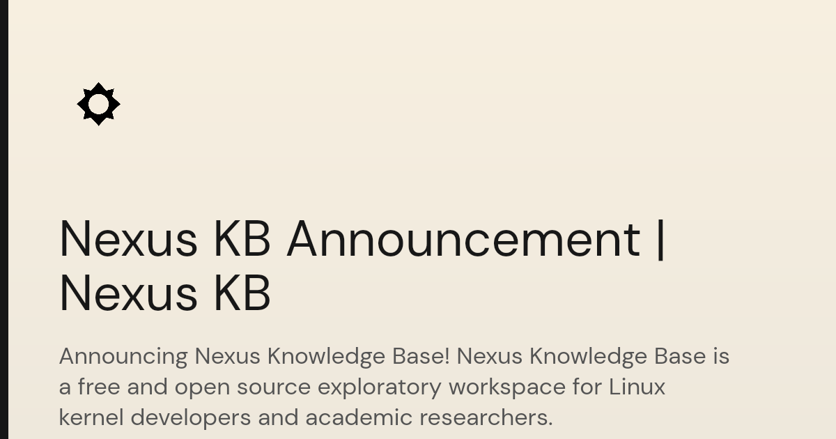 Nexus KB Announcement | Nexus Knowledge Base